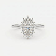 Marquise Halo Solitaire Engagement Ring, view 6
