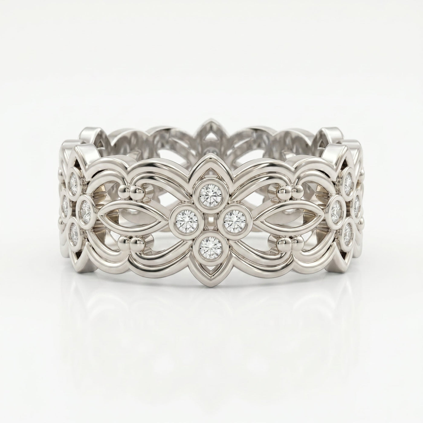 Floral Diamond Wide Vintage Band, view 7