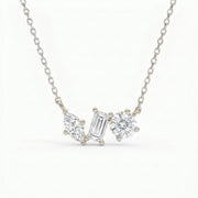 Three Stone Diamond Pendant Necklace, view 7