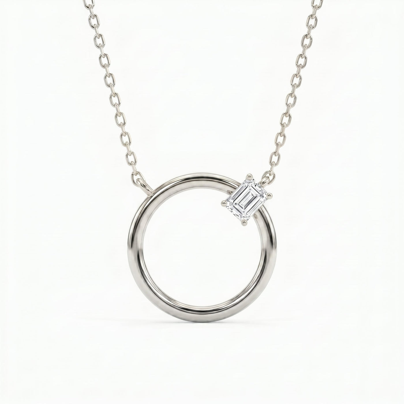 Circle Design Diamond Pendant Necklace, view 6