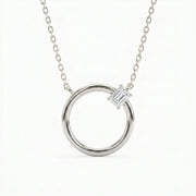 Circle Design Diamond Pendant Necklace, view 6