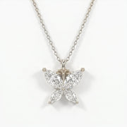 Butterfly Design Marquise Diamond Pendant Necklace, view 7