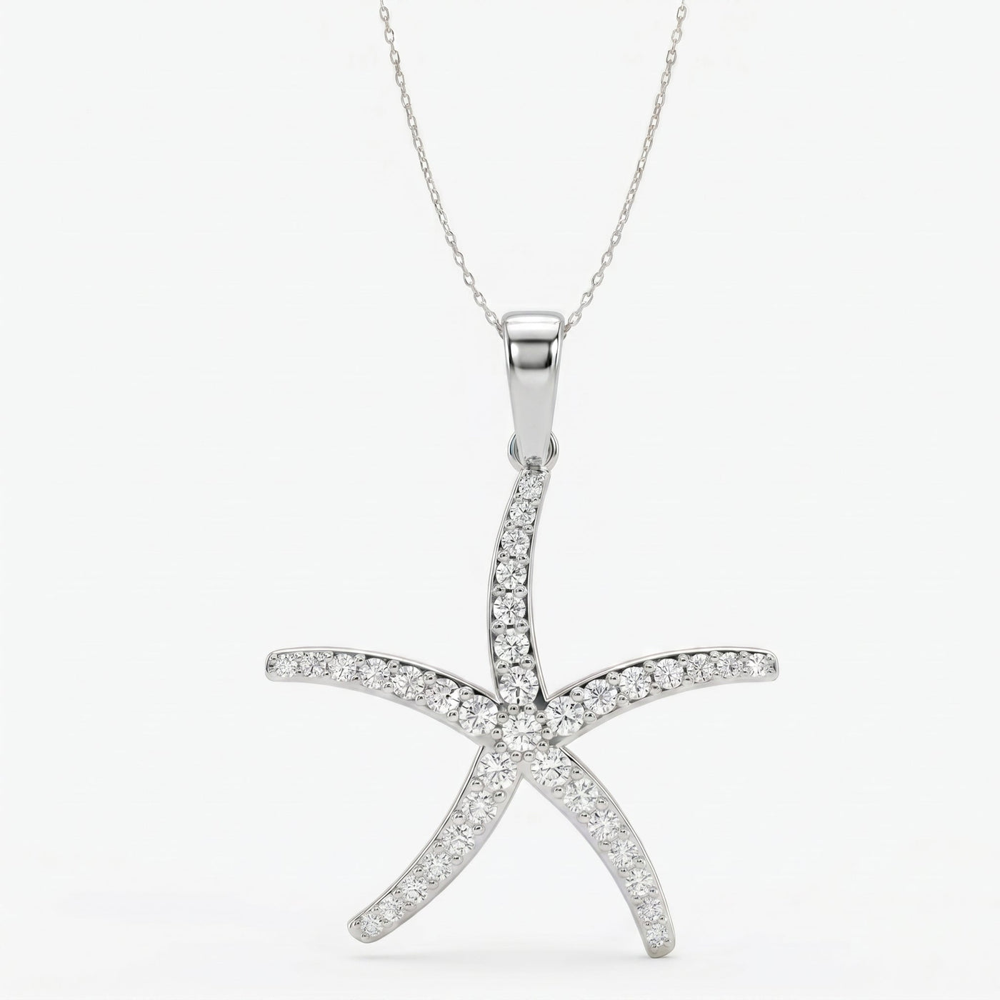 Round Diamond Starfish Embrace Pendant Necklace, view 6