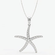 Round Diamond Starfish Embrace Pendant Necklace, view 6