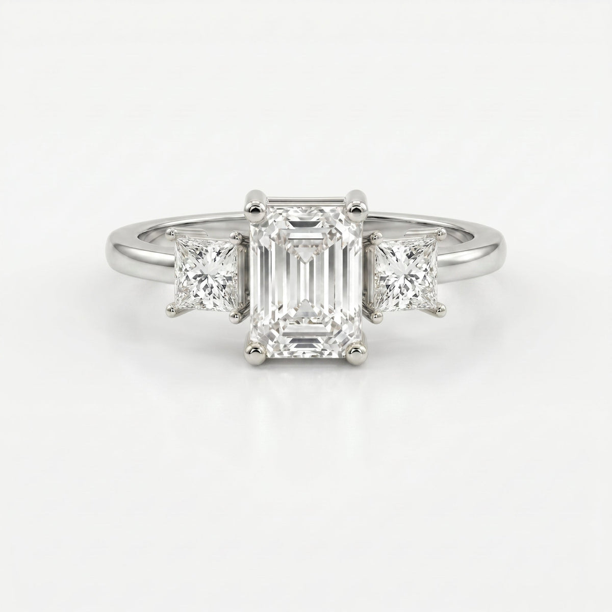 The Axis Trio Emerald Ring, view 6