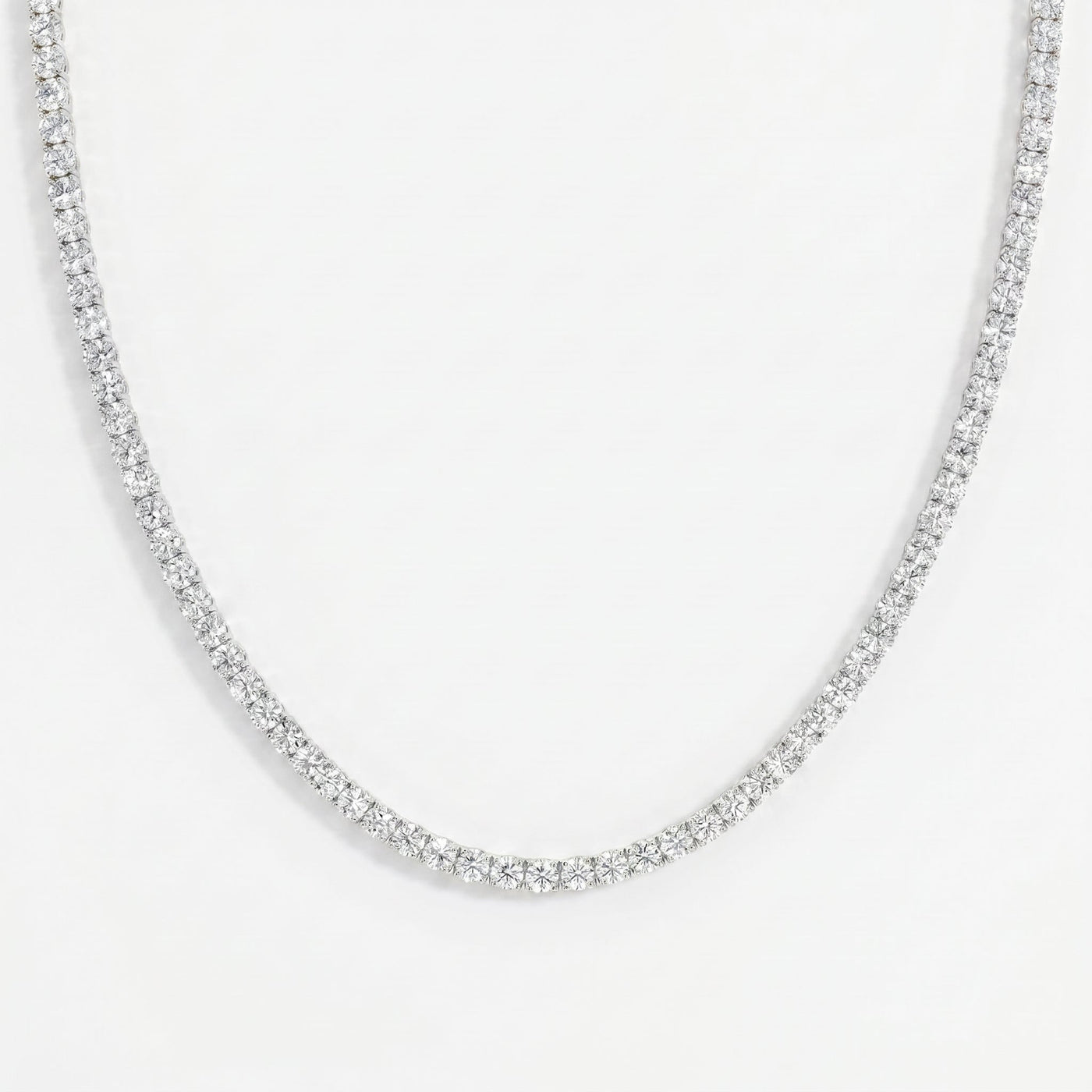 Experience timeless sparkle Round Diamond Tennis Necklace, view 4