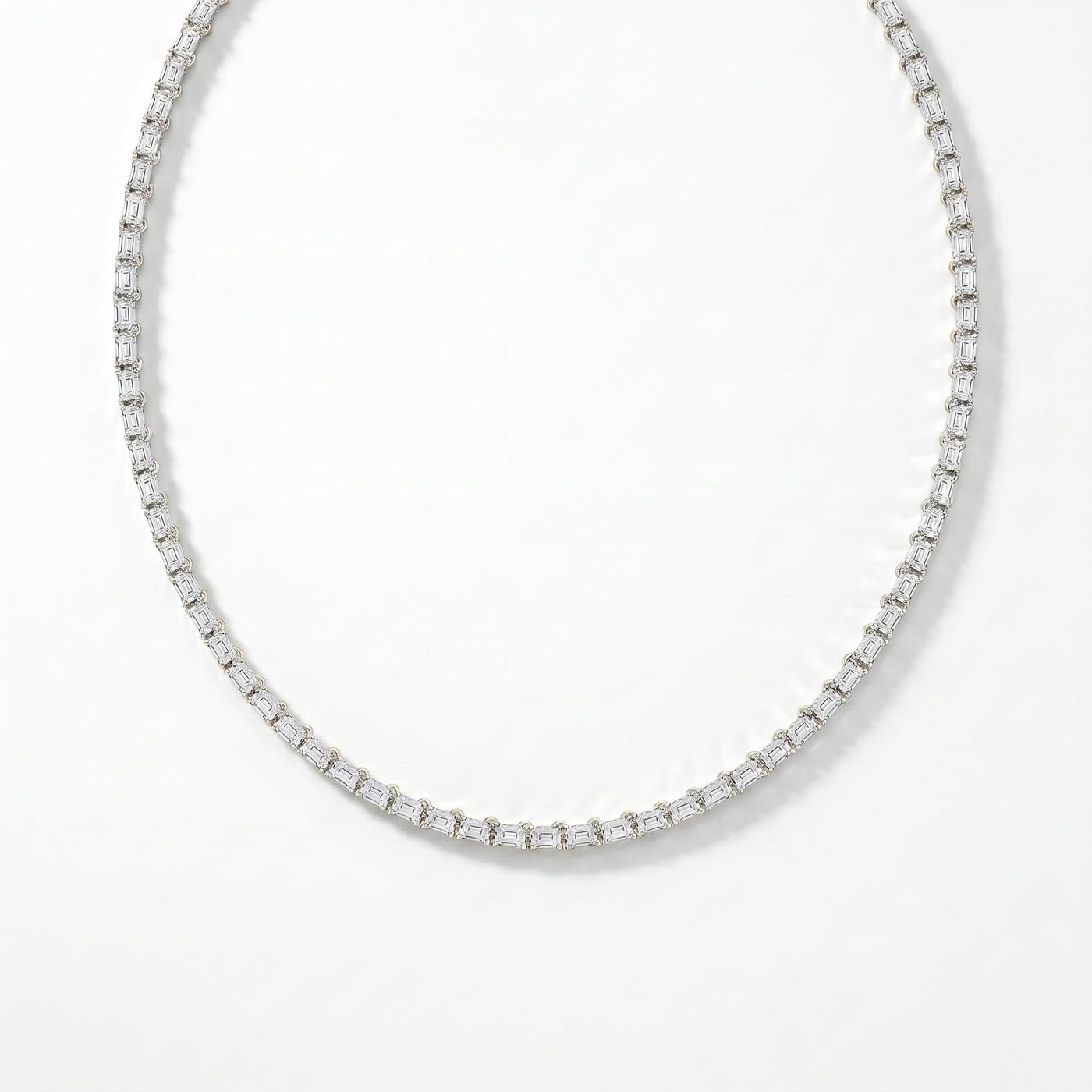 Emerald Cut Diamond Tennis Necklace, view 5