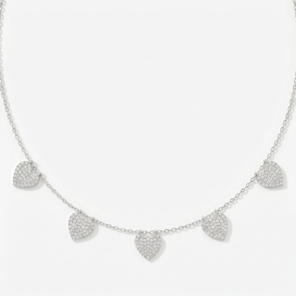 Five Hearts Dazzle Fashion Necklace, view 3