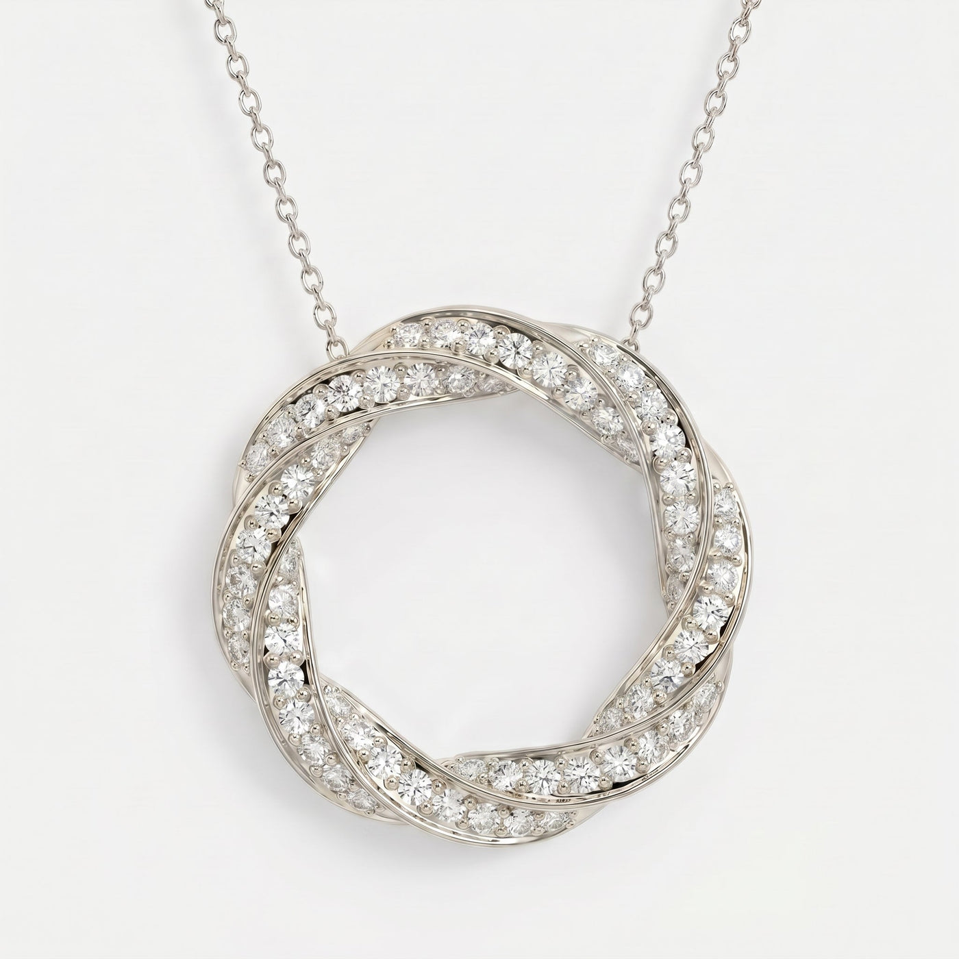 Round Diamond Twisted Circle of Life Fashion Necklace, view 3