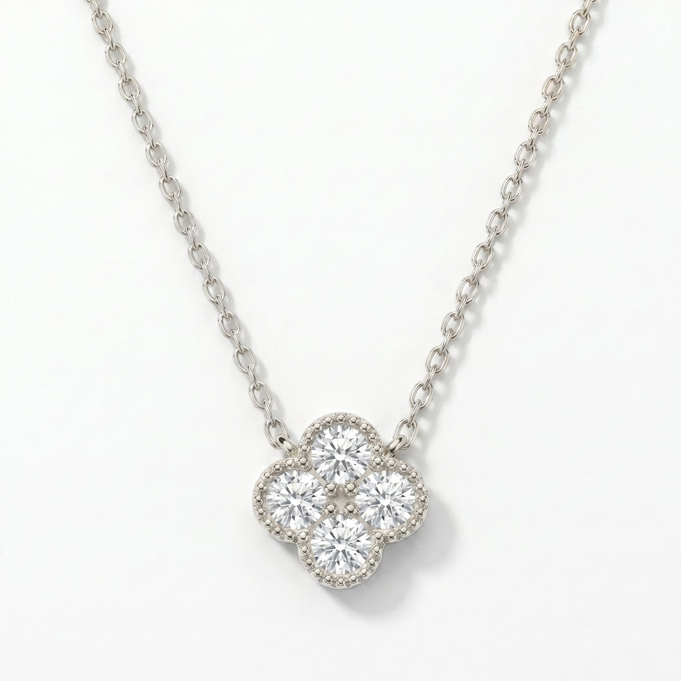 Heritage Clover Diamond Pendant Necklace, view 6