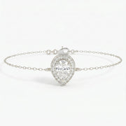 Pear Shape Diamond Halo Chain Bracelet, view 3
