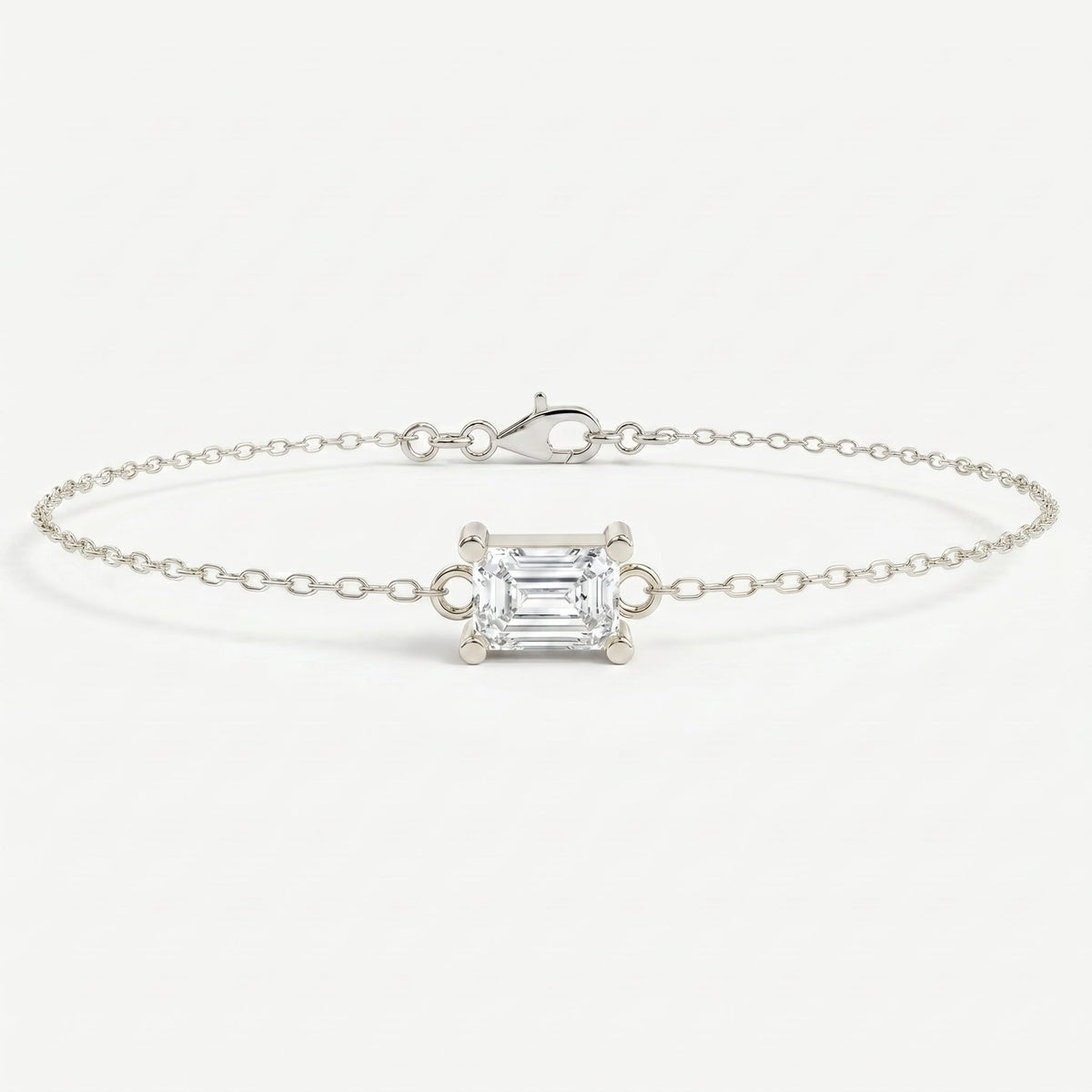 Emerald Diamond Luminous Link Chain Bracelet, view 3