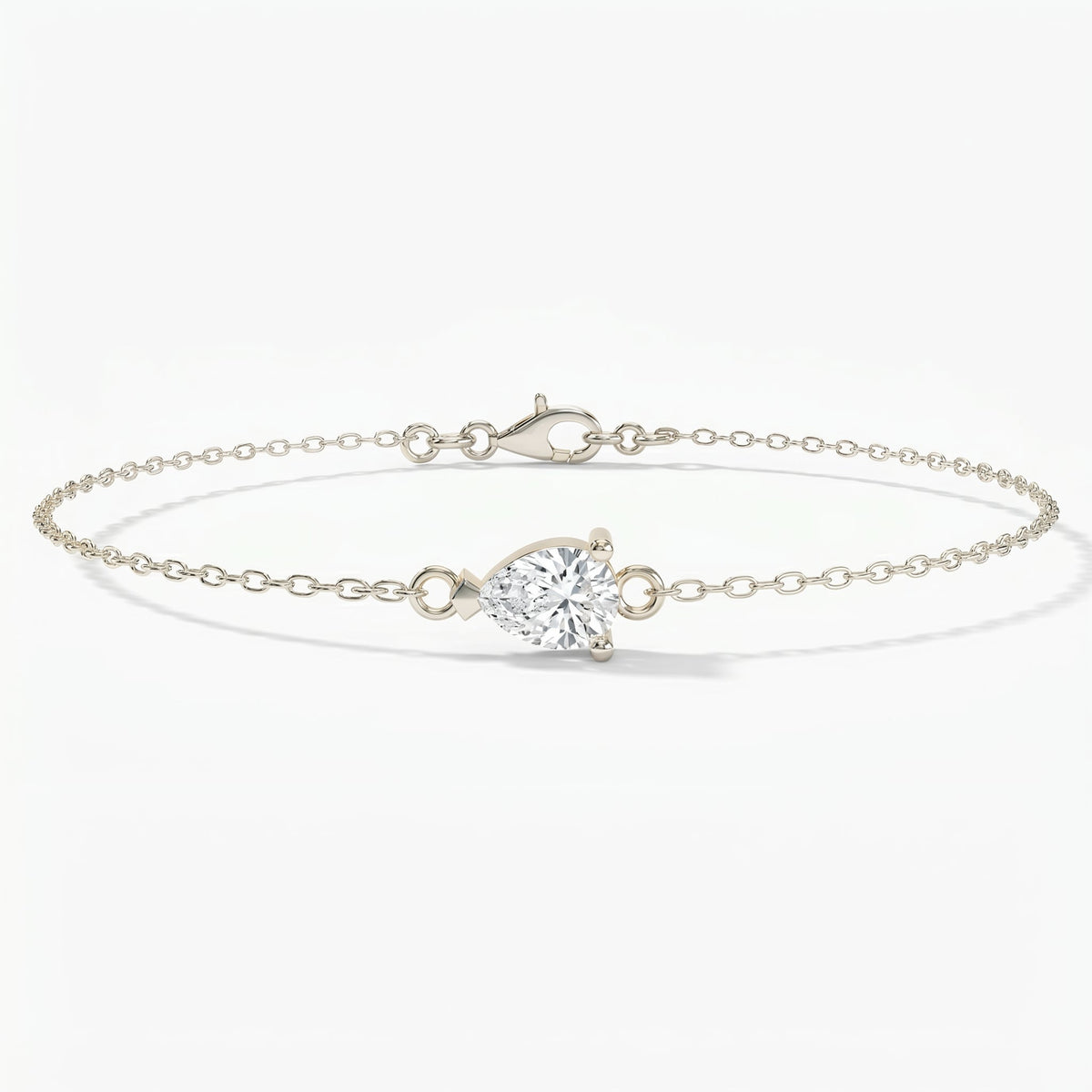 Pear Diamond Solitaire Chain Bracelet, view 6