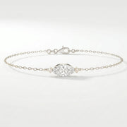 Elegant Marquise Diamond Solitaire Chain Bracelet, view 3