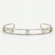 Minimalist Cuff Bracelet with Bezel Set Round Diamonds, view 3