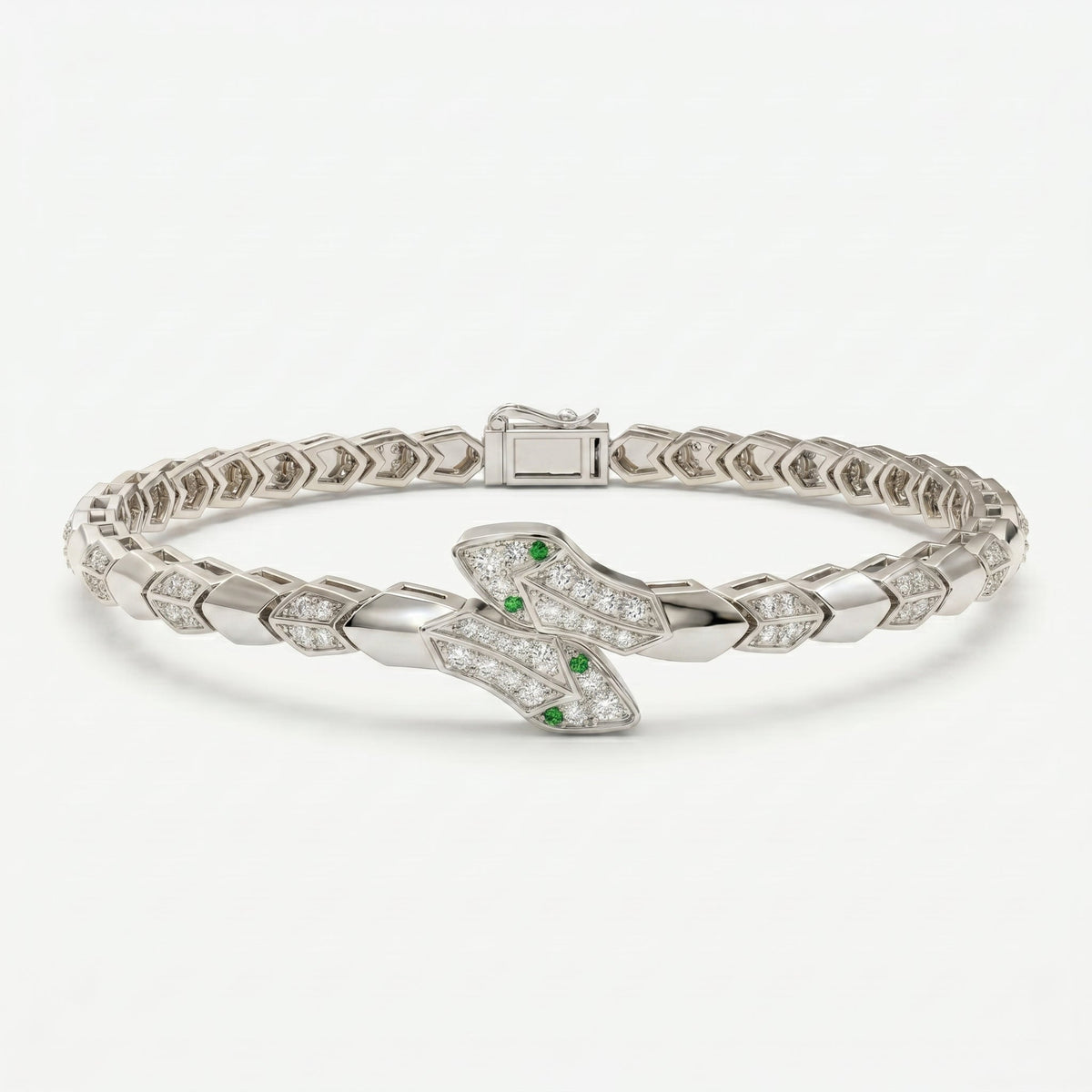 Premium Round Diamond Snake Shape Fashion Bracelet, view 3