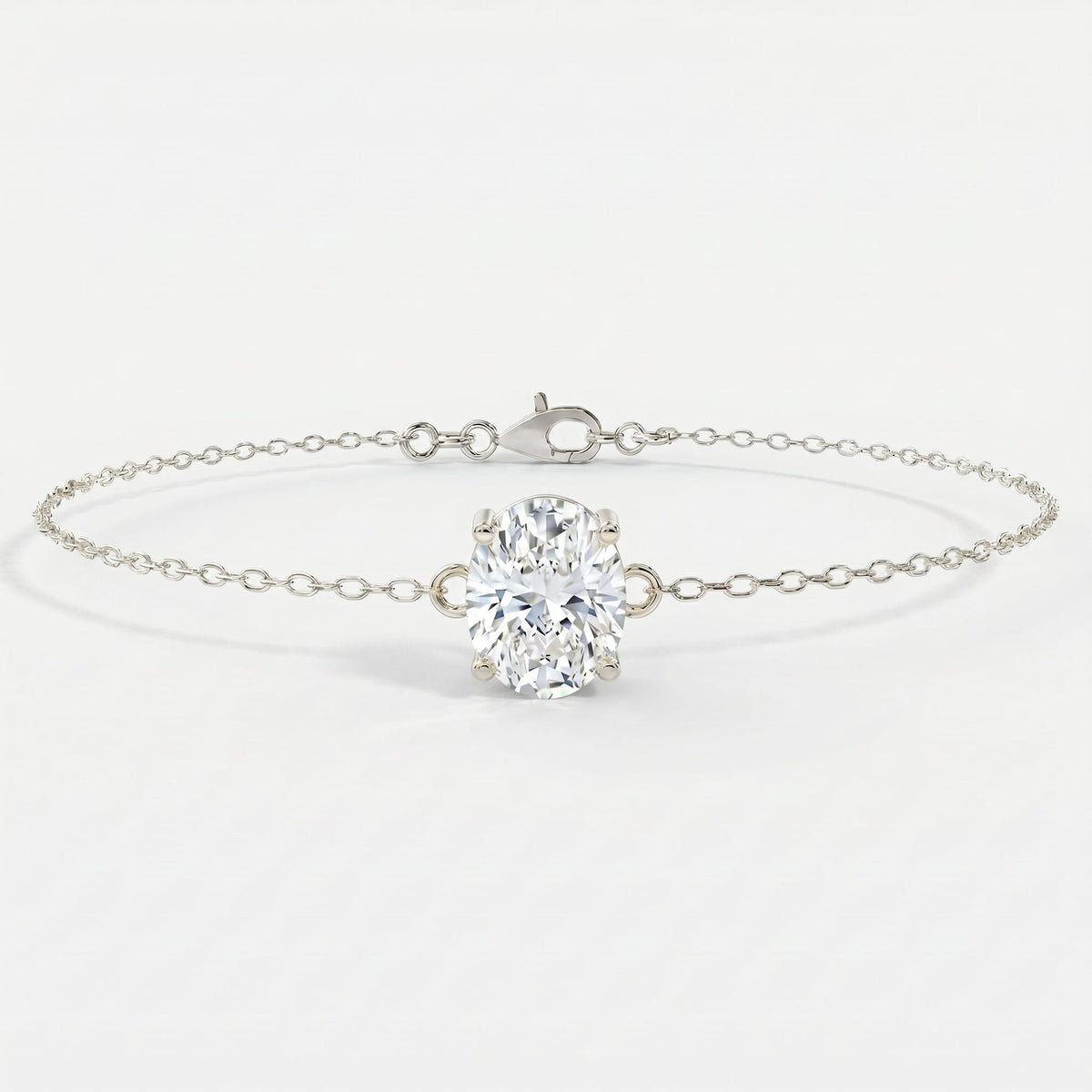 Minimalist Lab Grown Diamond Oval Cut Diamond Solitaire Bracelet, view 6