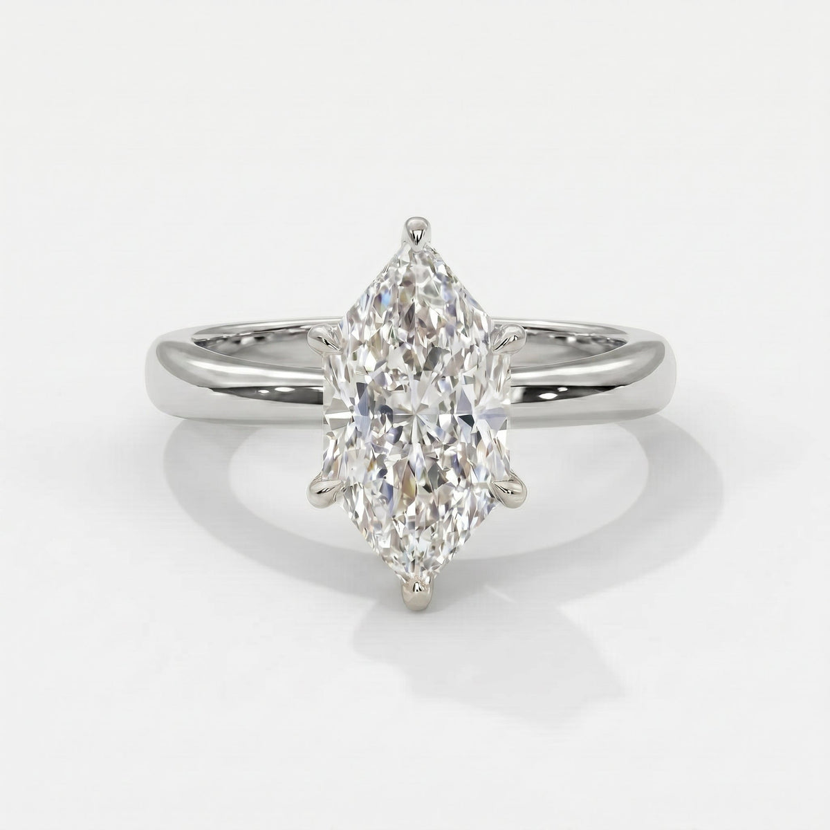 Dutch Marquise Cut Lab Diamond Solitaire Engagement Ring, view 3