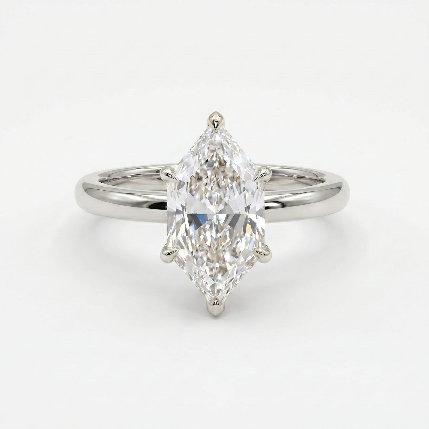 Dutch Marquise Cut Hidden Halo Round Diamond Engagement Ring, view 3