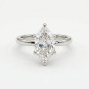 Dutch Marquise Cut Hidden Halo Round Diamond Engagement Ring, view 3