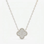 Clover Diamond Heritage Necklace, Pavé Quatrefoil Charm Jewellery, view 5