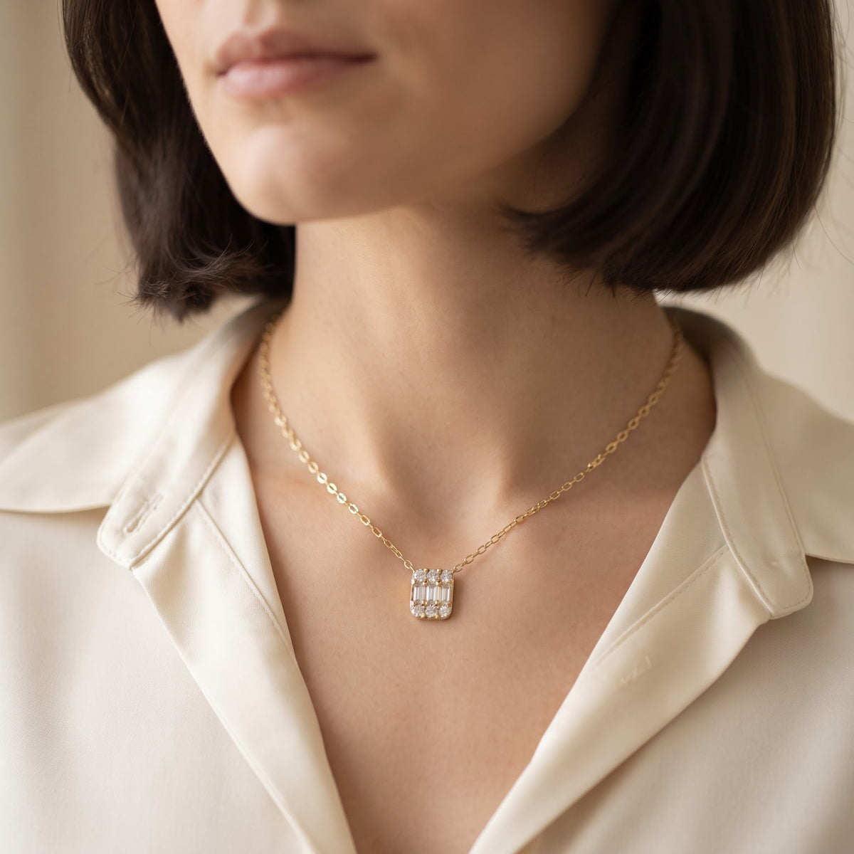 Lab Grown Diamond Baguette Pendant Necklace, image 4