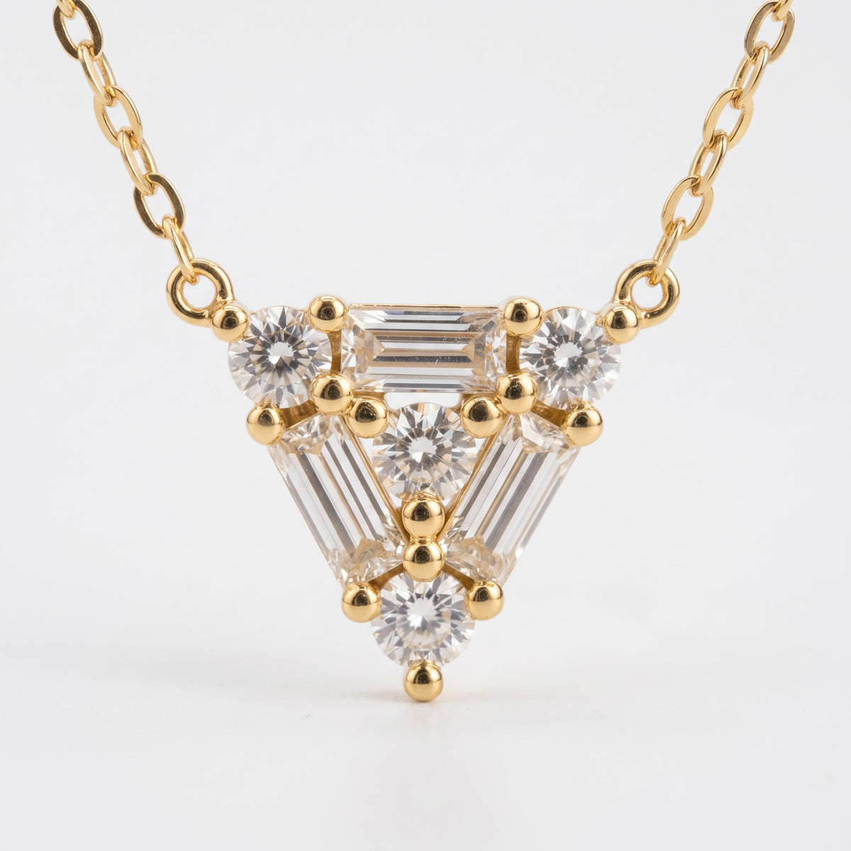 Lab Grown Diamond Baguette & Round Cluster Pendant Necklace