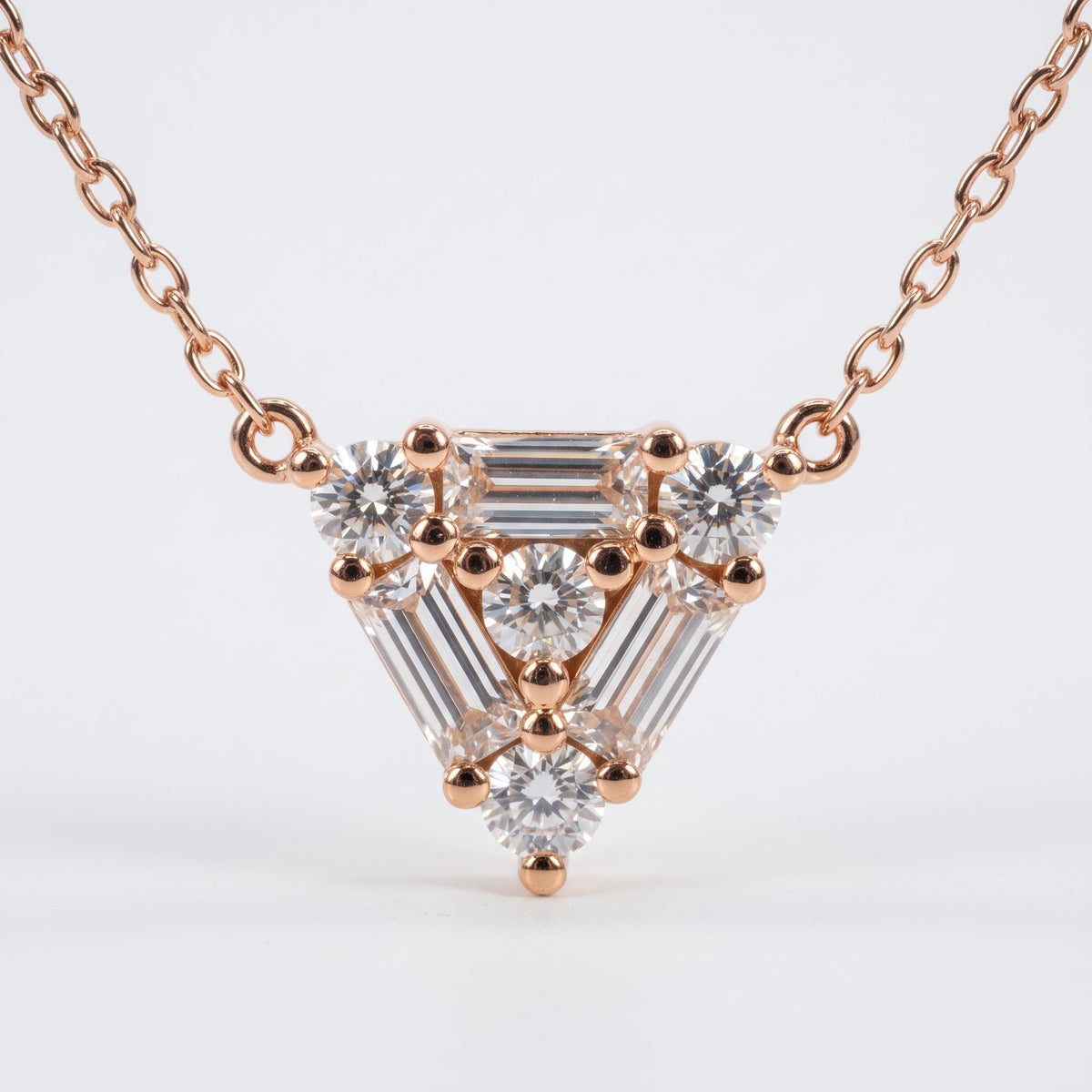 Lab Grown Diamond Baguette & Round Cluster Pendant Necklace, image 5