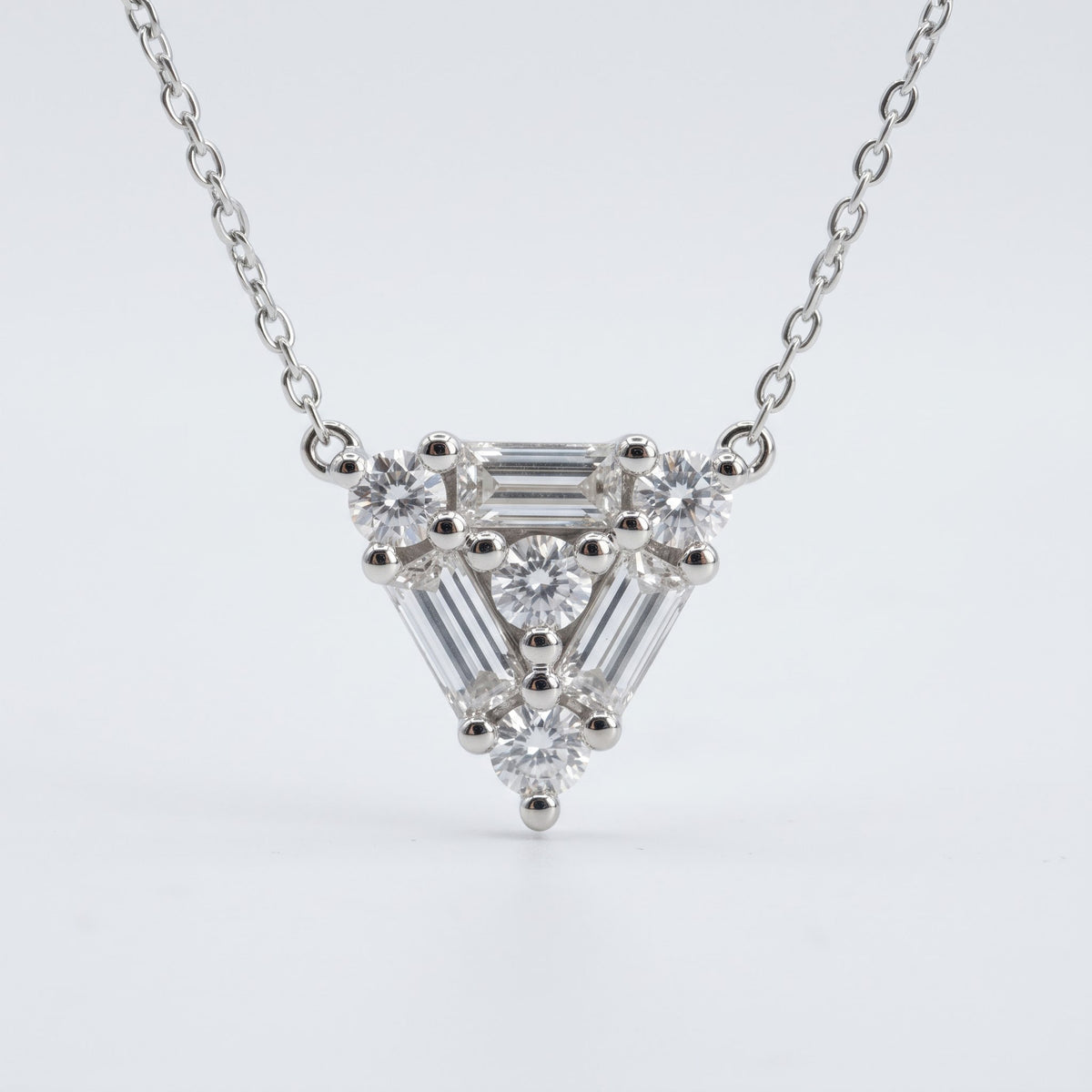 Lab Grown Diamond Baguette & Round Cluster Pendant Necklace, image 6