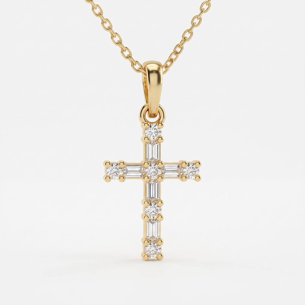 Lab Grown Diamond Cross Christian Pendant Necklace
