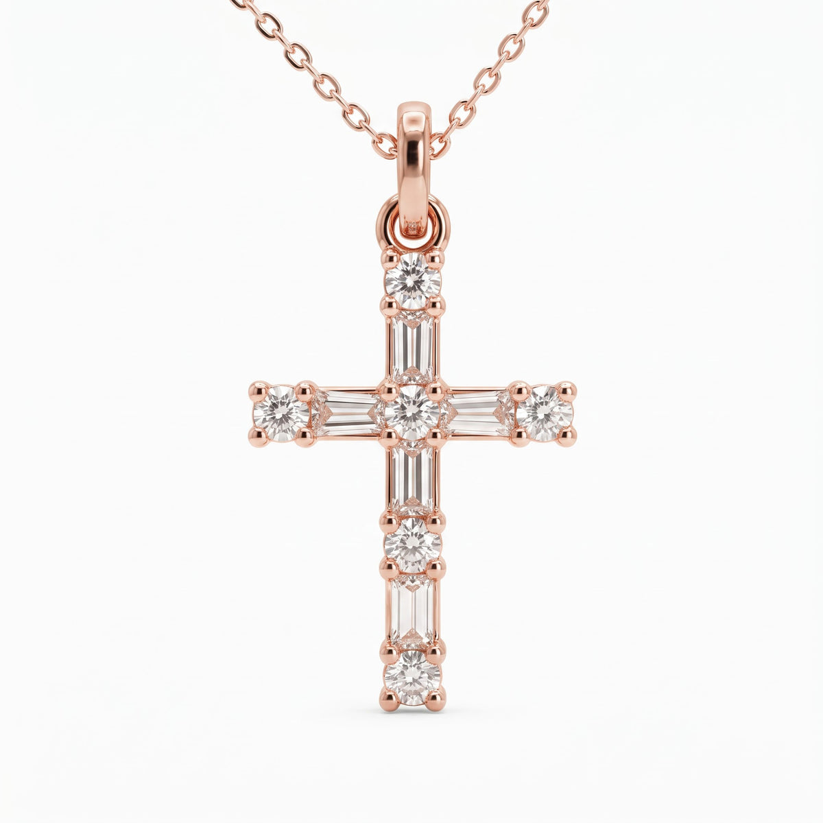 Lab Grown Diamond Cross Christian Pendant Necklace, image 5