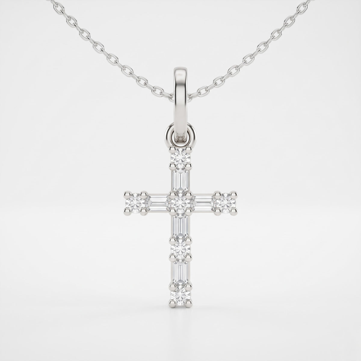 Lab Grown Diamond Cross Christian Pendant Necklace, image 6