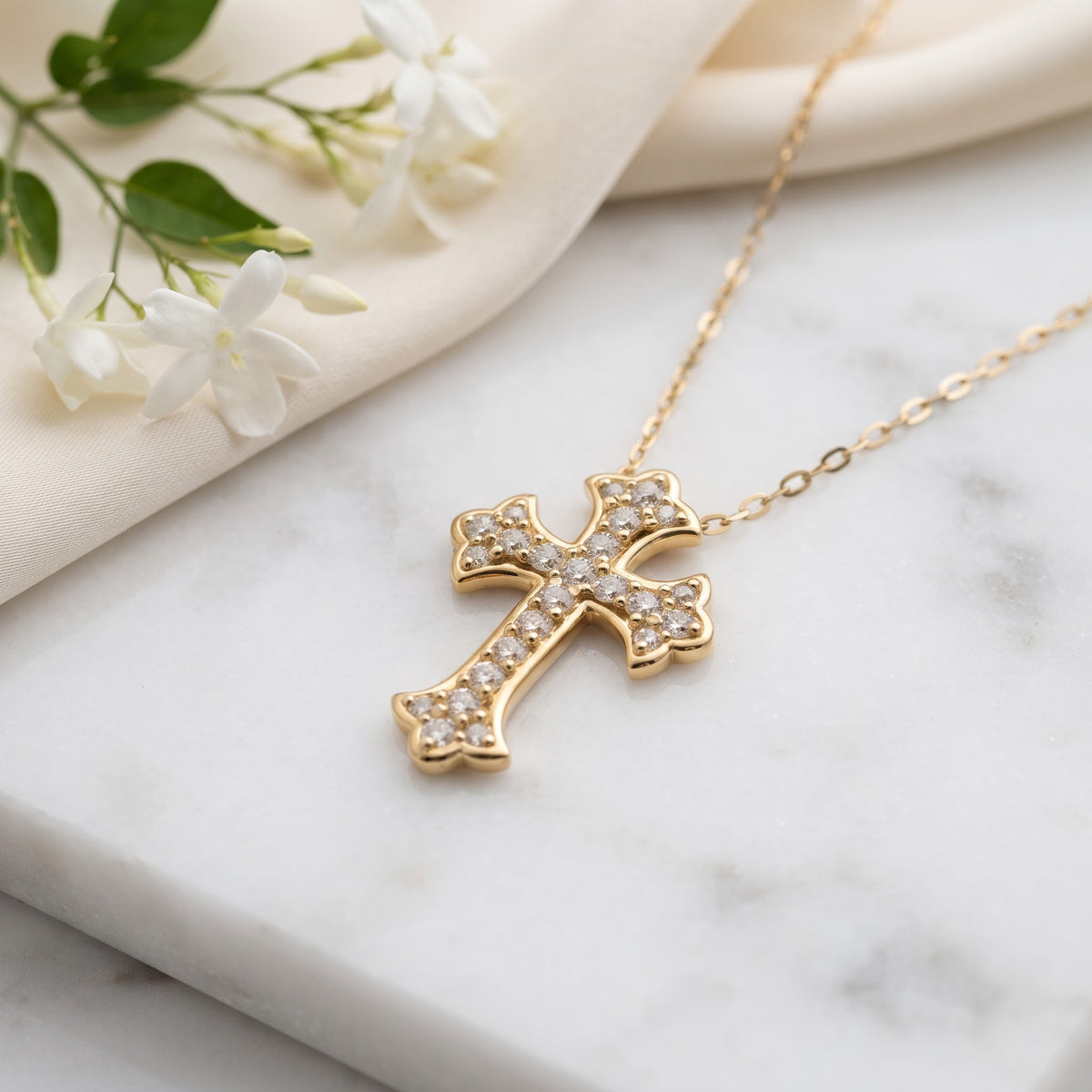 Lab Grown Diamond Cross Pendant Necklace, image 5