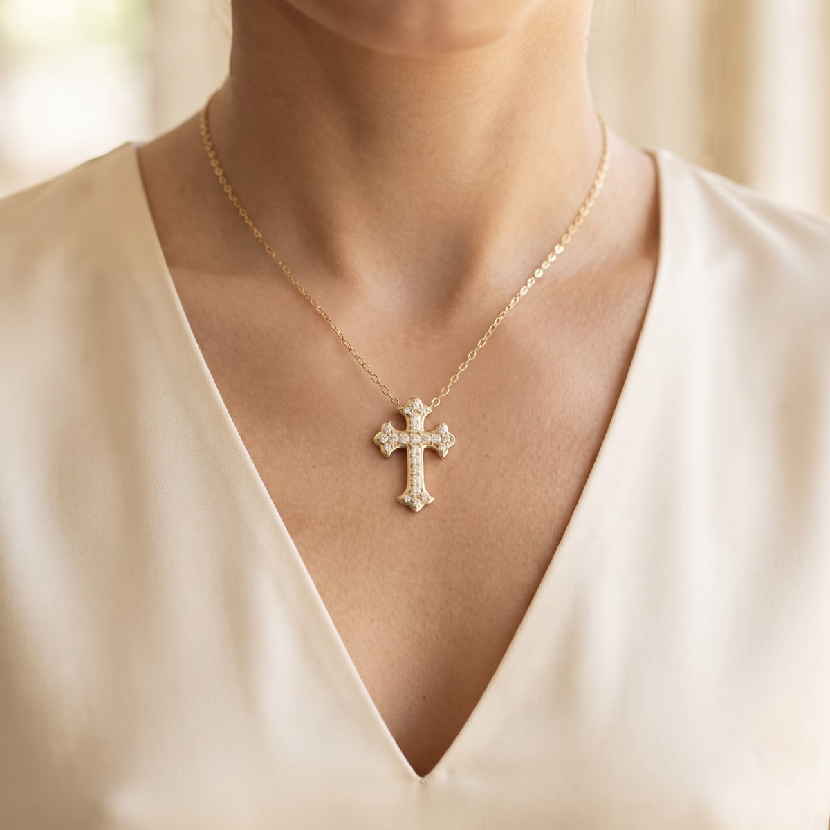 Lab Grown Diamond Cross Pendant Necklace, image 6