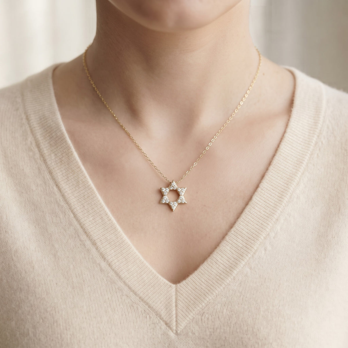 Lab Grown Diamond Star of David Pendant, image 4