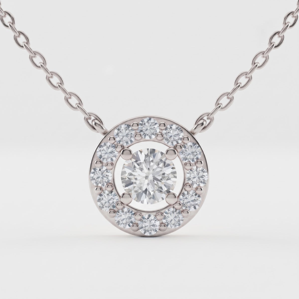 Lab Grown Round Diamond Halo Pendant Necklace, image 2