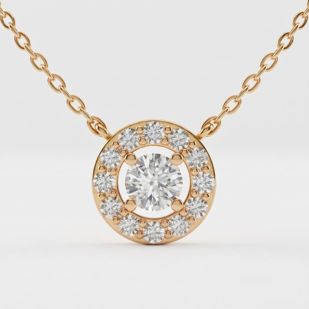 Lab Grown Round Diamond Halo Pendant Necklace, image 3