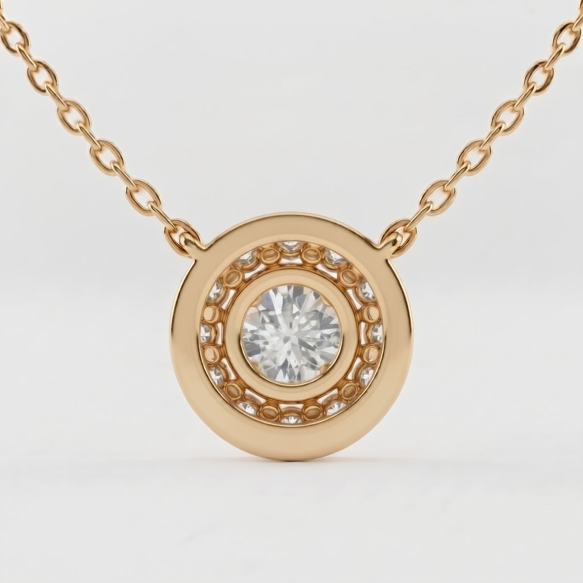 Lab Grown Round Diamond Halo Pendant Necklace, image 6