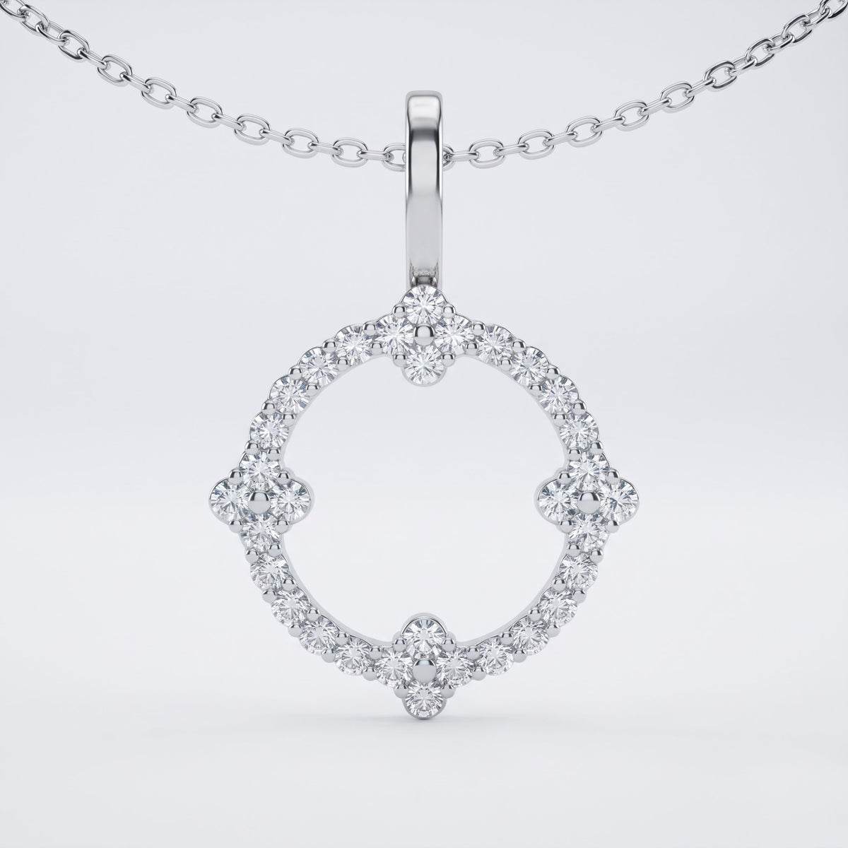 Lab Grown Round Diamond Oval Pendant Necklace