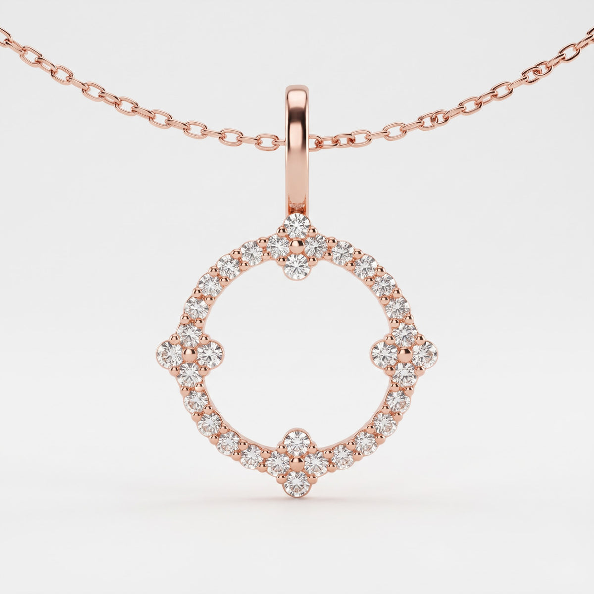 Lab Grown Round Diamond Oval Pendant Necklace, image 6