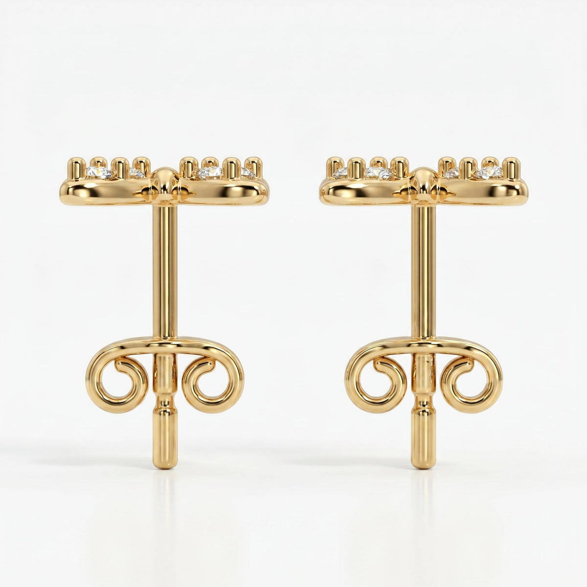 Minimalist Butterfly Diamond Stud Earrings, view 4