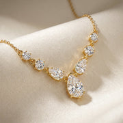 Pear & Round Cut Diamond V-Shape Diamond Pendant Necklace, view 3