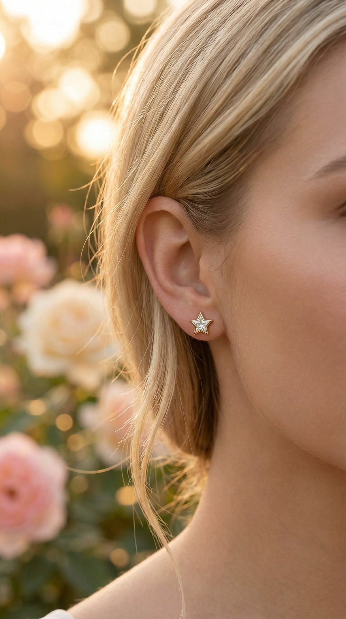Star design Kitestar Diamond Earring Stud, view 2