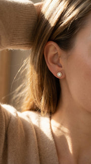Halo Design Round Diamond Earring Stud, view 2