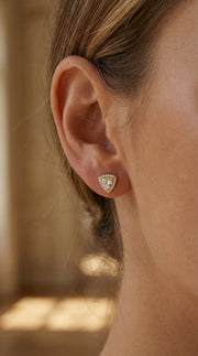 Trillion Cut Diamond Halo Stud Earrings, view 2
