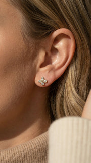 Marquise & Pear Cut Diamond Flower Stud Fashion Earrings, view 2