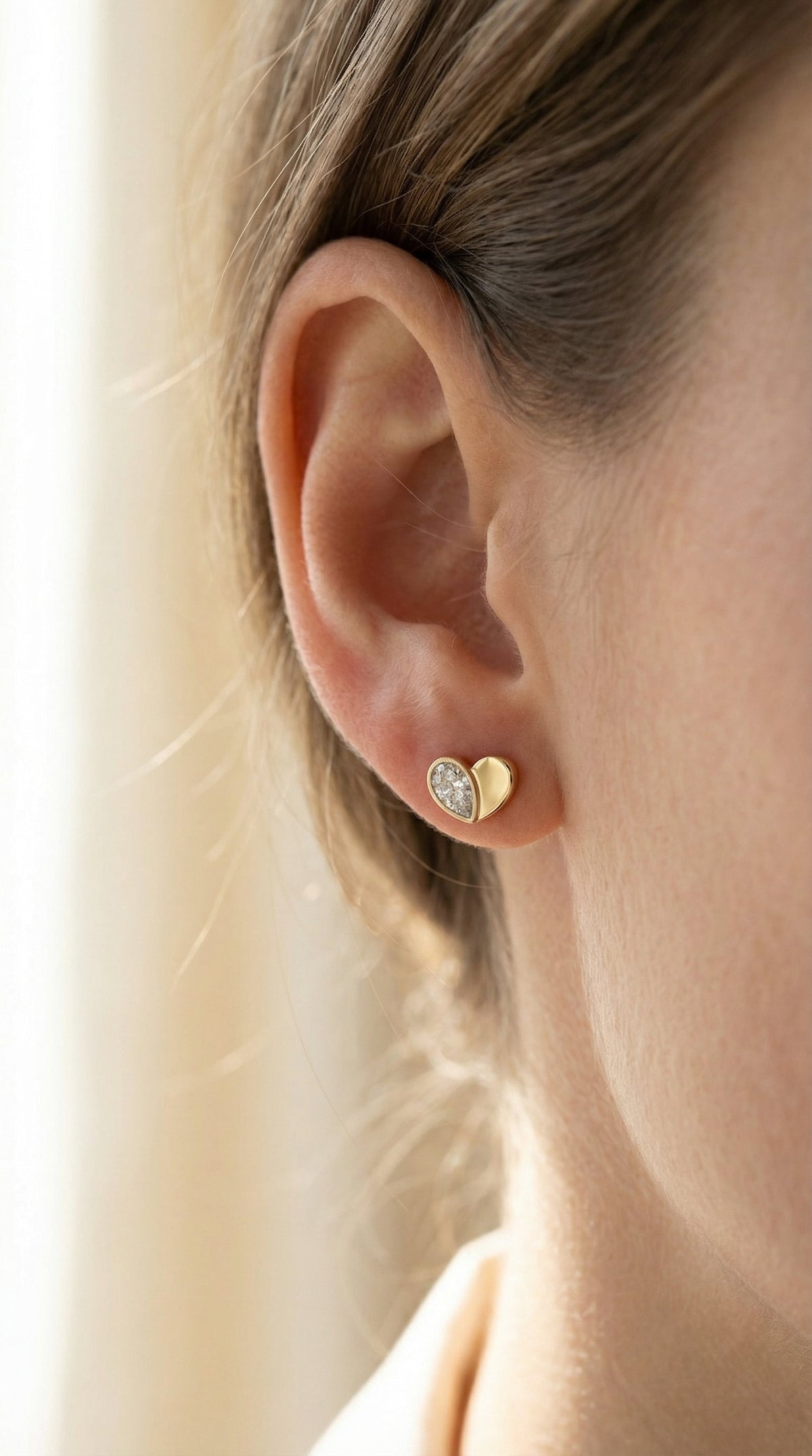 Heart Shape Earrings with Pear-Shaped Diamond Fashion Earring, view 2
