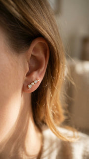 Pear & Round Diamond Cluster Design Fashion Earrings, view 2