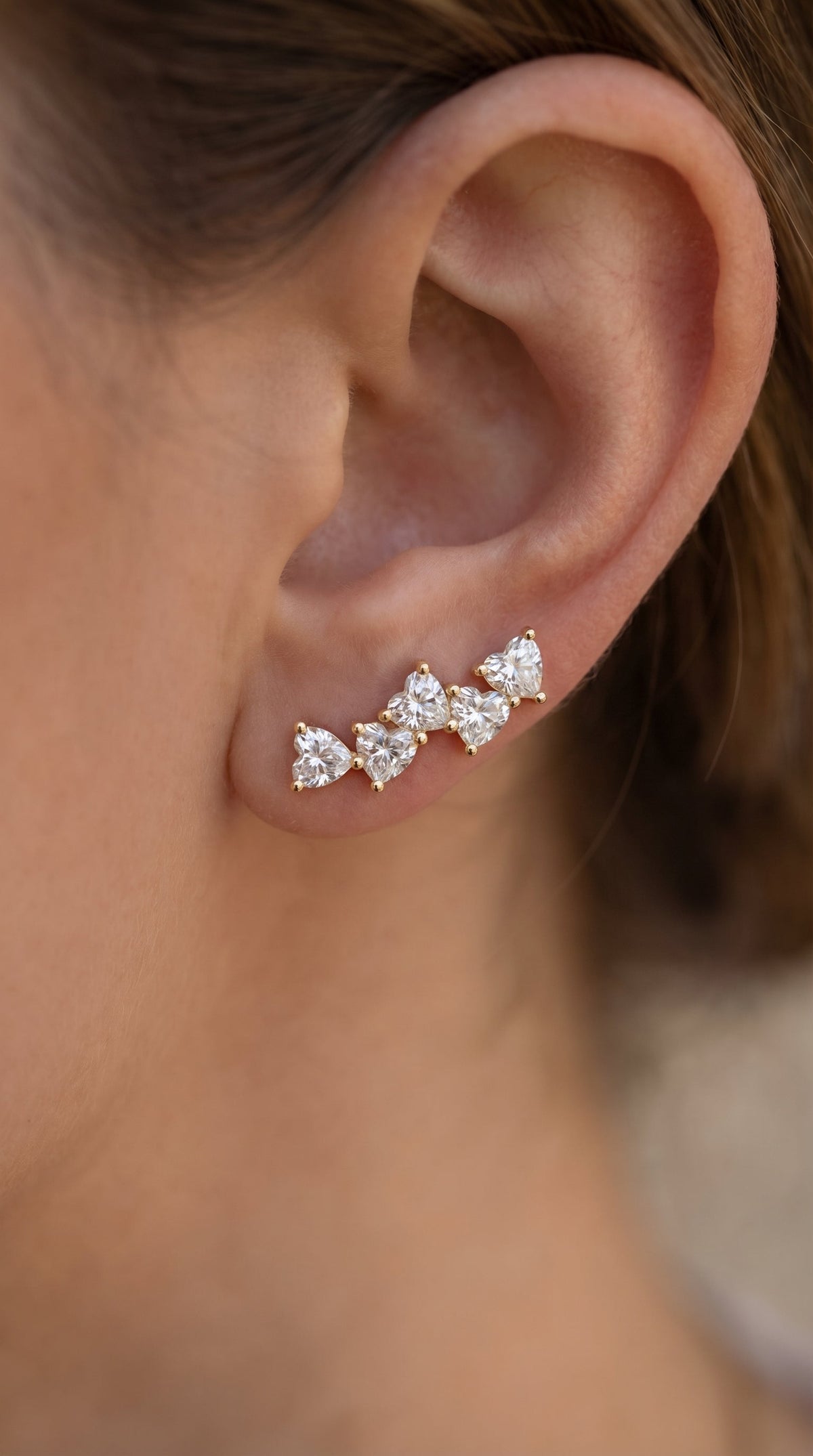 Heart Diamond Cluster Design Fashion Earrings, view 2