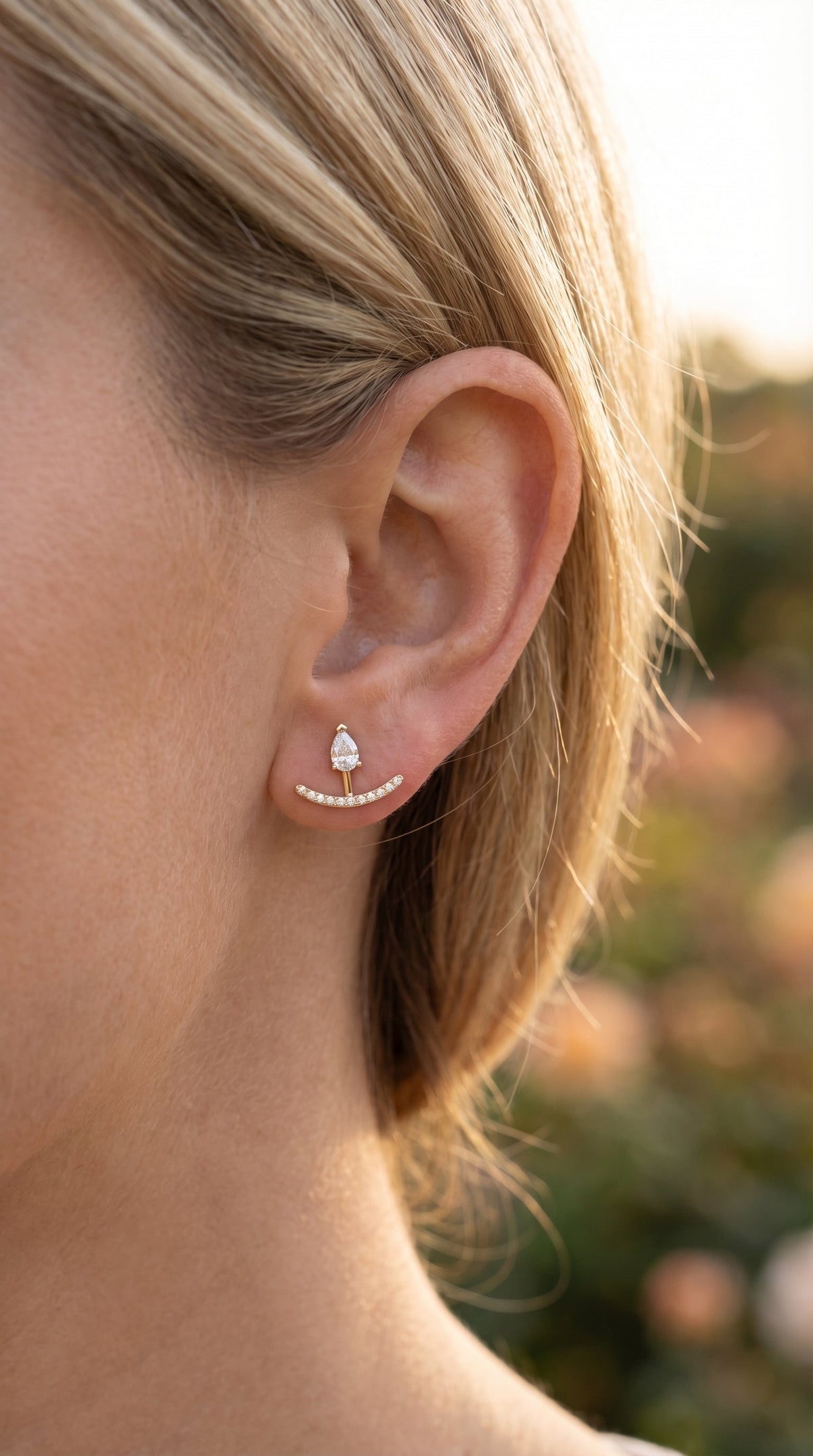 Diamond Curve Bar Fashion Earring, view 2